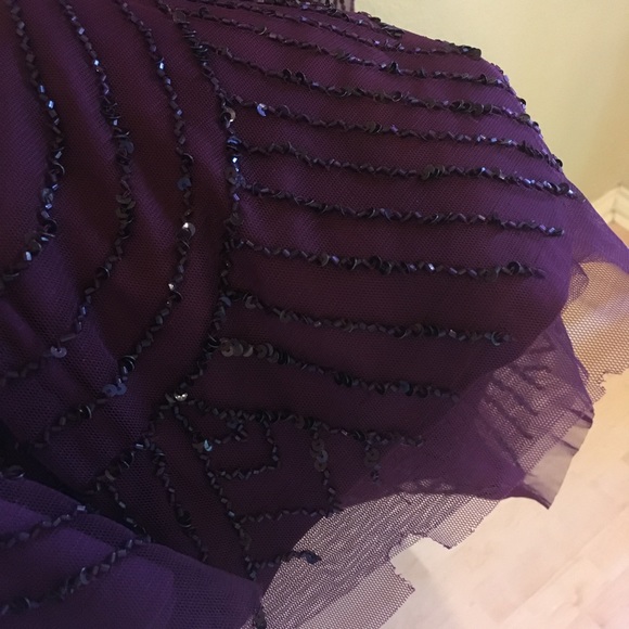 ADRIANNA PAPELL Art Deco Beaded Blouson Gown Dress - Picture 6 of 14